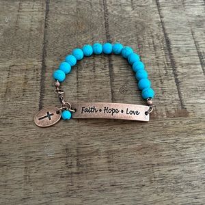 Turquoise faith hope and love bracelet